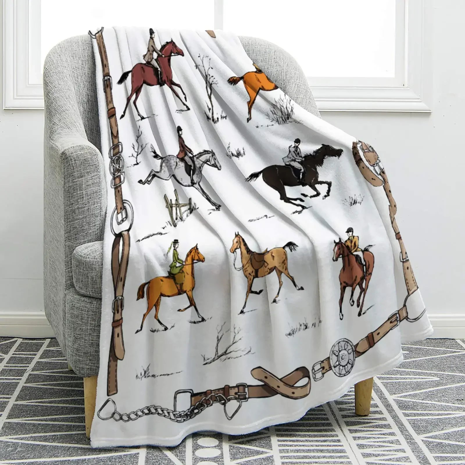 Horse lovers Blanket / Cowgirl  Western Soft Warm Print  Blanket