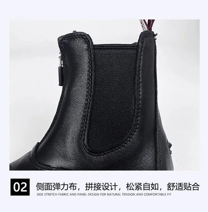 Children Equestrian  Boots , Cowhide Horse Riding Short Ankle Boots - Ghoddosh
