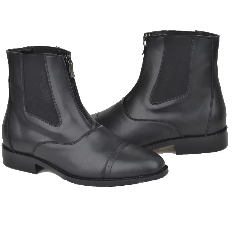 Men New Horse Riding  half Boots Customized High Quality Zipper Shoes - Ghoddosh