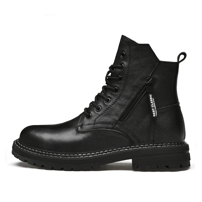 Luxury Men's Winter Boots - Warm Fur Lined Leather Ankle Boots , Waterproof Casual Snow Shoes @ ghoddosh.com