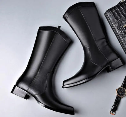 Men's Genuine Leather High Boots – Winter Plush Lining Riding Boots @ ghoddosh.com