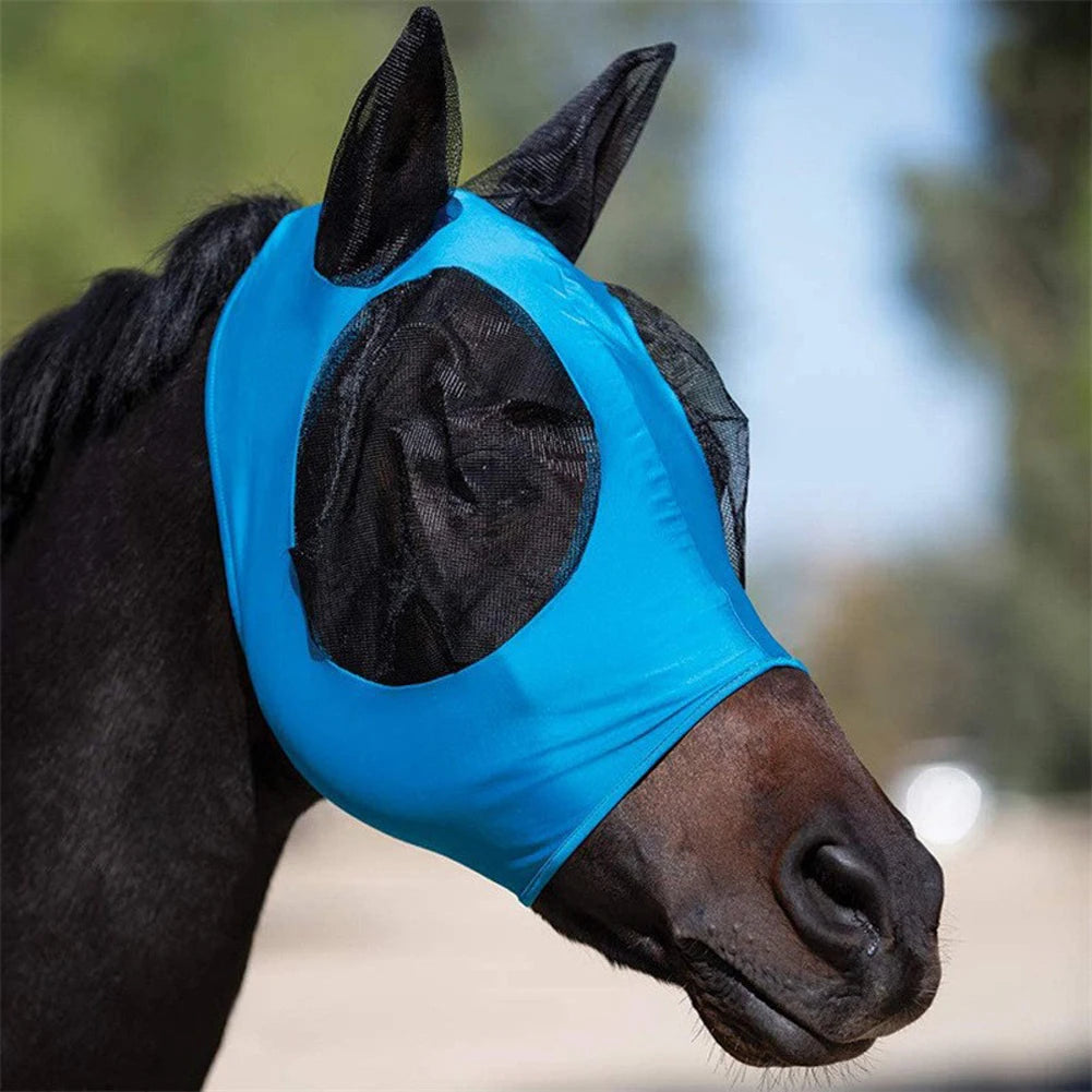 Anti Fly Stretchy Knitted Mesh Mask Breathable Anti Mosquito Mask Anti-Worms Horse Flying Mask Horse Riding Equestrian Equipment