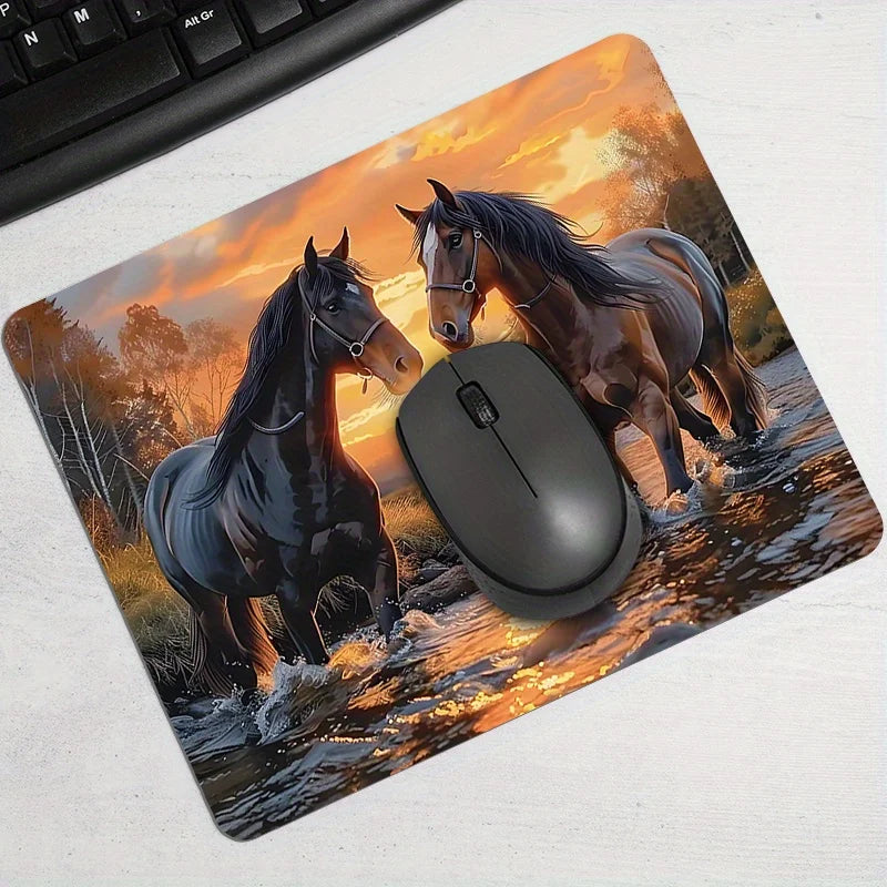 Printed horse pattern  anti-slip rubber computer mousepad @ghoddosh.com