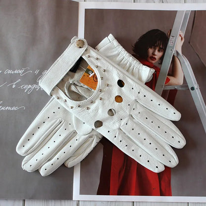  Equestrian Summer  Women's  Leather Gloves / Unlined Fashion Hollow Out Style . Ghoddosh