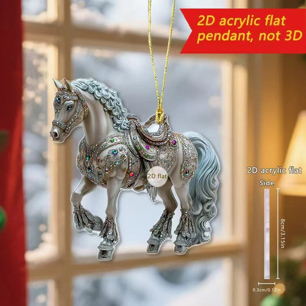 2D Acrylic Horse Christmas Pendant / Magical Horse  Tree Ornament @ghoddosh.com
