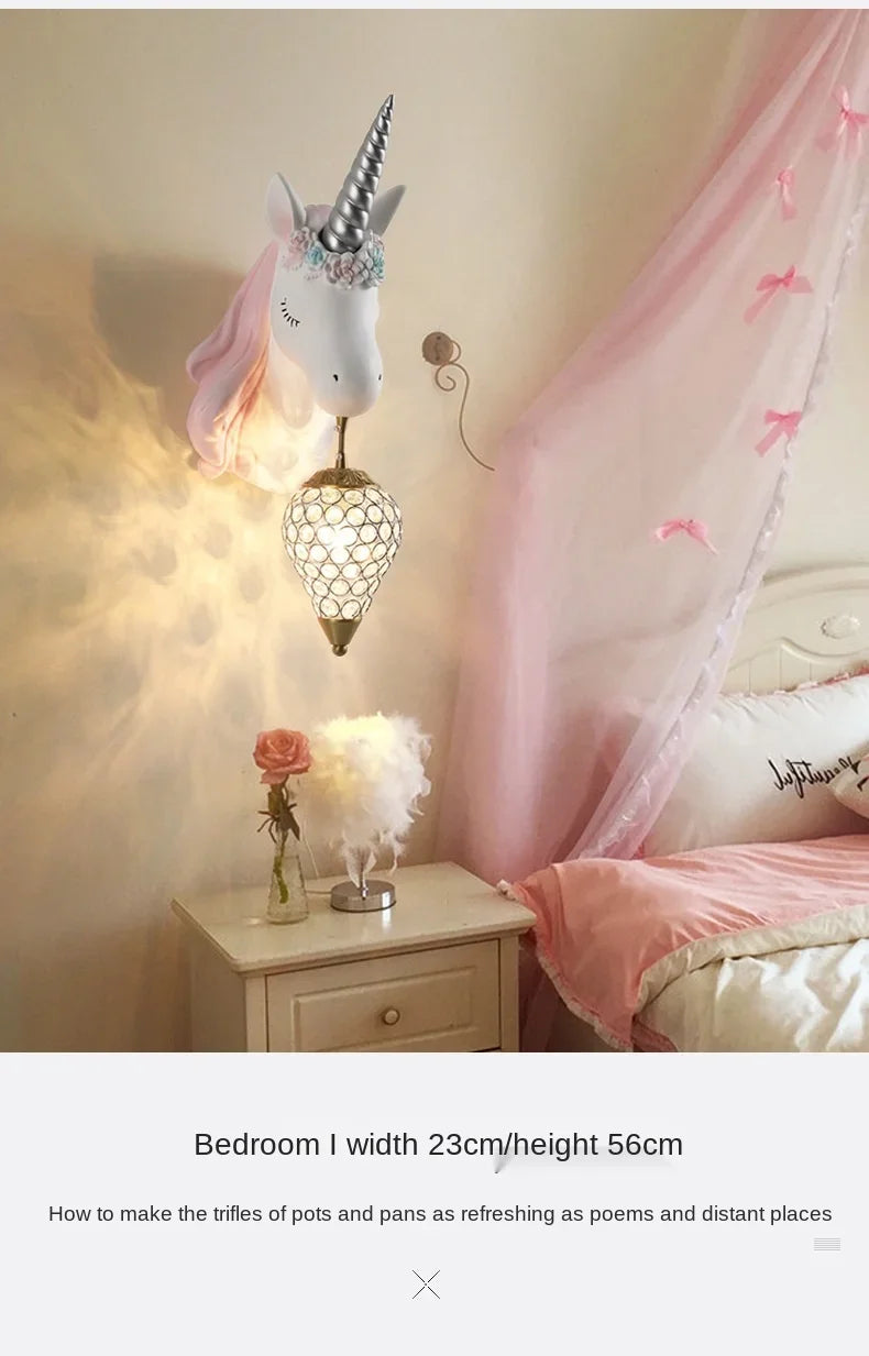 Modern Unicorn Wall Mounted Light – Creative Children's Bedroom Décor & Bedside Reading Sconce @ ghoddosh.com