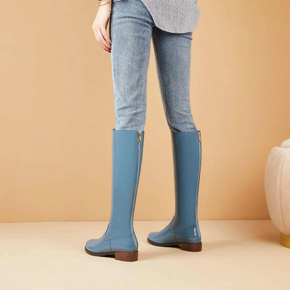 2026 New Arrival  Riding Boots - Cow Patent Leather Round Toe Med Heel Fashion Boots - ghoddosh.com 
