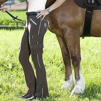Women's Multi-pocket Diagonal Zipper /  Slimming  Elastic Leisure Equestrian Horse Riding Pant