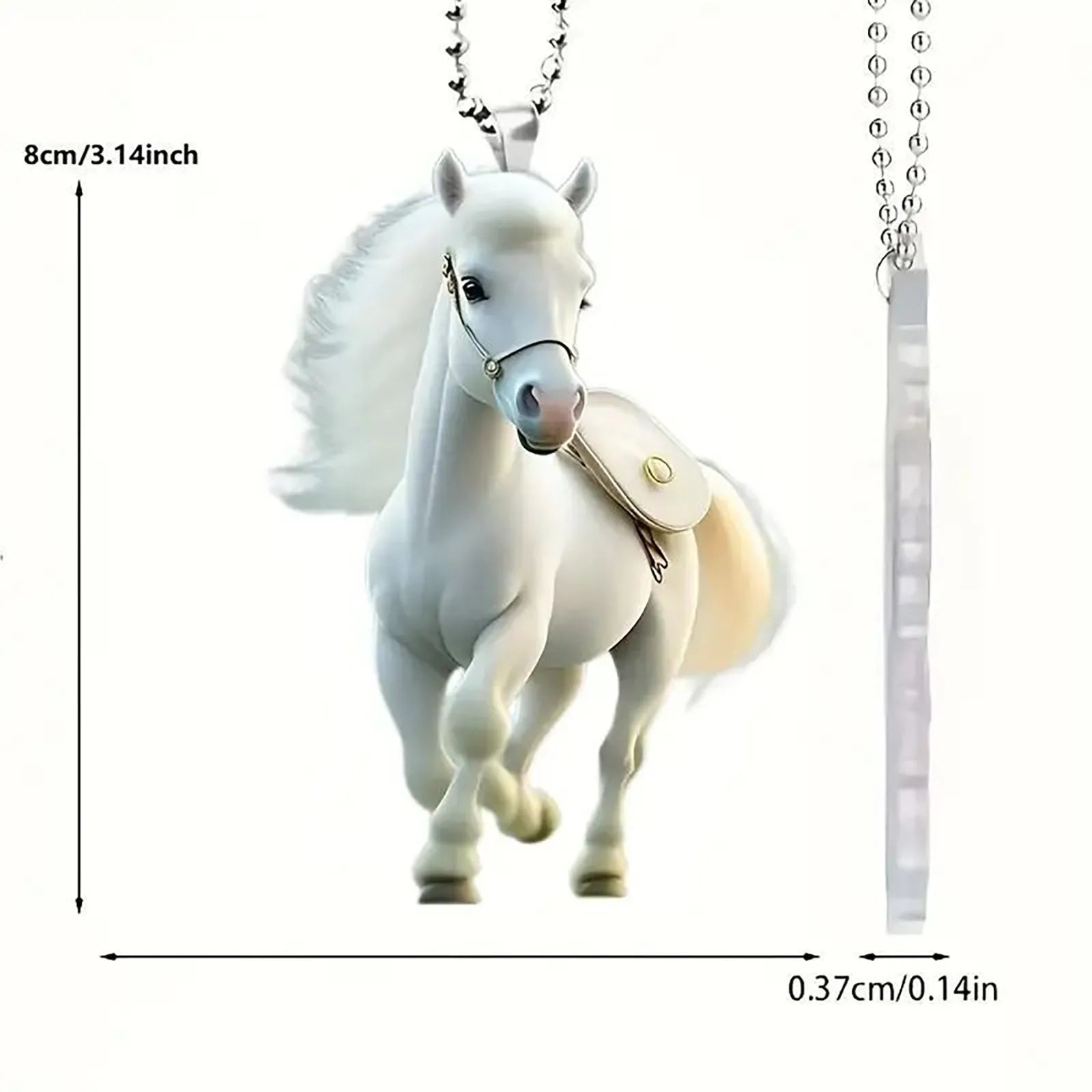 2d Acrylic Christmas Pendant Flat White Horse  @ ghoddosh.com