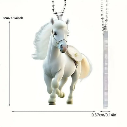 2d Acrylic Christmas Pendant Flat White Horse  @ ghoddosh.com