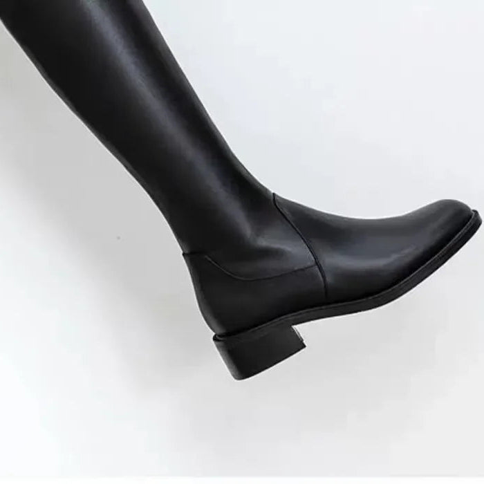 Women  Brown Leather over The Knee High Boots  @ ghoddosh.com