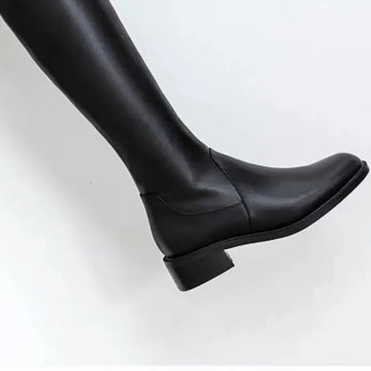 Women  Brown Leather over The Knee High Boots  @ ghoddosh.com