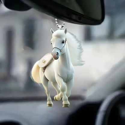 2d Acrylic Christmas Pendant Flat White Horse  @ ghoddosh.com