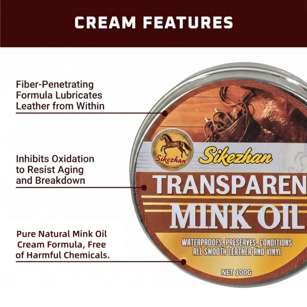 Mink Oil Saddle Conditioner – Transparent Leather Care Cream for Saddles, Tack, Boots and Equestrian Gear - Ghoddosh