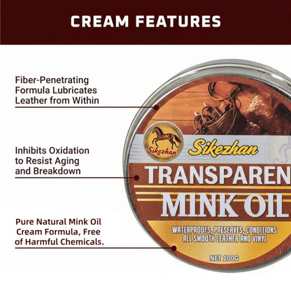 Mink Oil Saddle Conditioner – Transparent Leather Care Cream for Saddles, Tack, Boots and Equestrian Gear - Ghoddosh