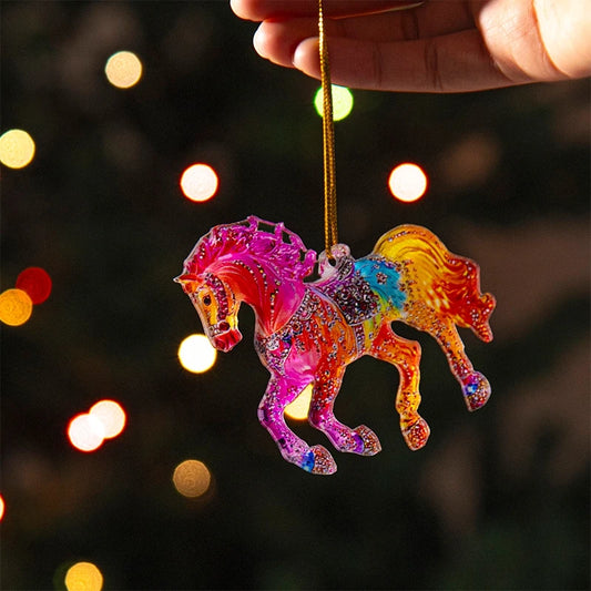 2D Acrylic Horse  Hanging Christmas Tree Ornaments - Ghoddosh.com