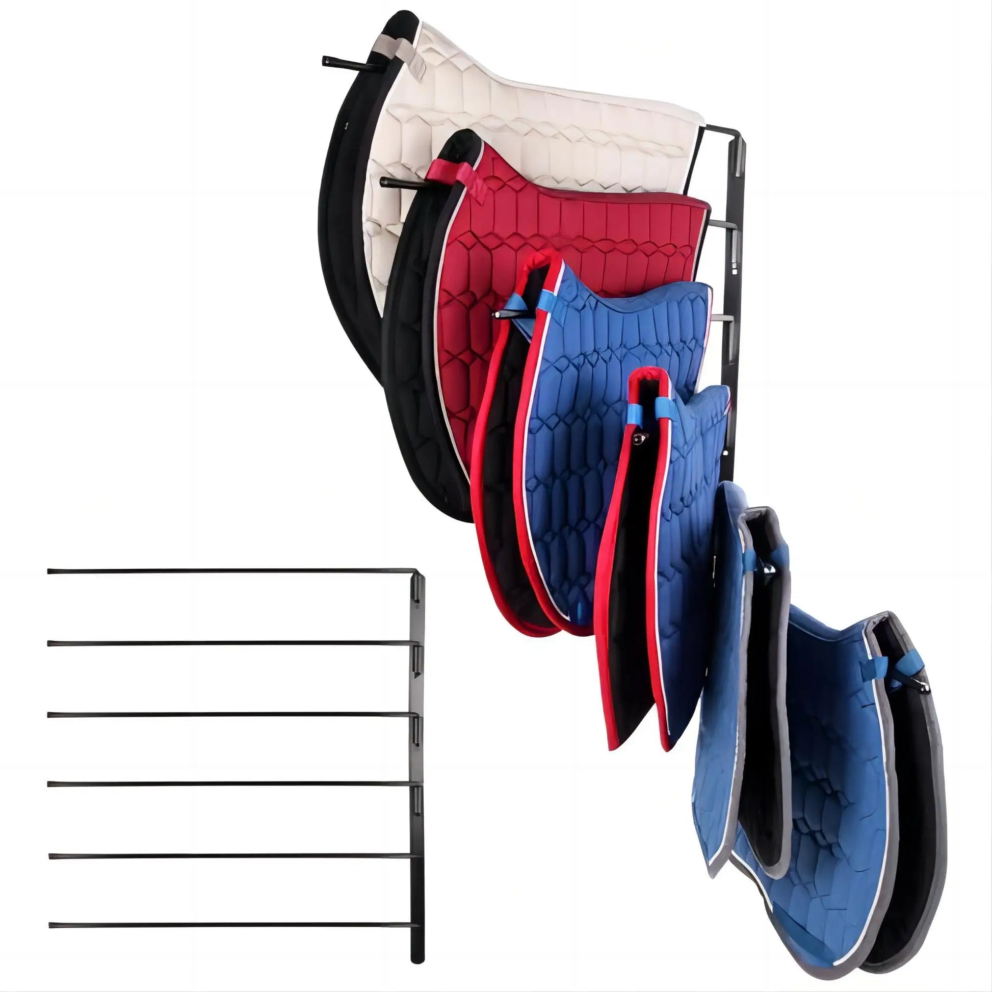 Saddle Pad Rack 6 Bar Wall of  Horse Blanket Holder -180 Degree Swivel with Extra Long Arms . Ghoddosh 