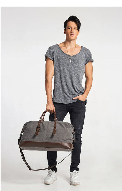 Men PU Leather Outdoor Luggage  Bag Large Capacity Shoulder Equestrian bag . Ghoddosh