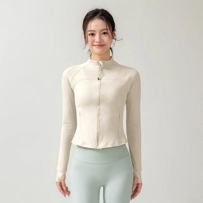 Full Zipper Sports  Women's Shirt -  Slim Long Sleeve  Exercise Sweatshirt @ ghoddosh.com