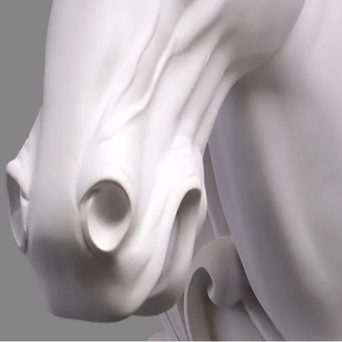 Close-up of a white horse sculpture  in the corner. @ ghoddosh.com