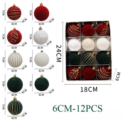 6/12pcs 6cm Wine Red Christmas Ball Ornaments / Available in Dark Green / White Christmas Tree Party Decoration @ghoddosh.com