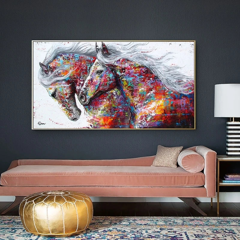 Colorful two Horses Poster