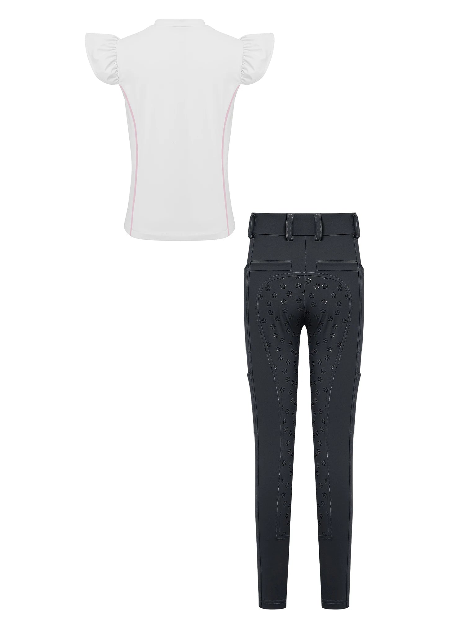  Girls' Equestrian Outfit Set Performance Riding Top & Anti-Slip Full-Seat Breeches @ ghoddosh.com