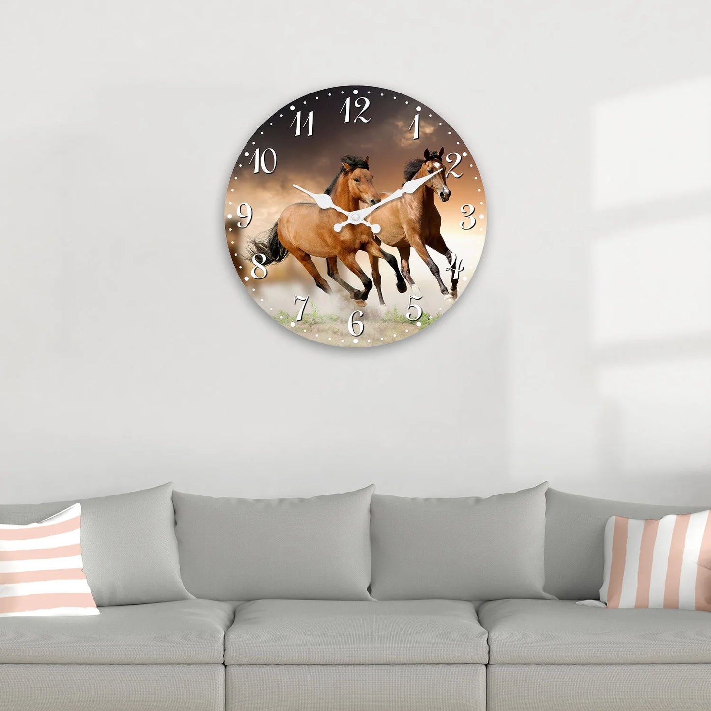 Personalized  Horse Element Wooden Wall Clock