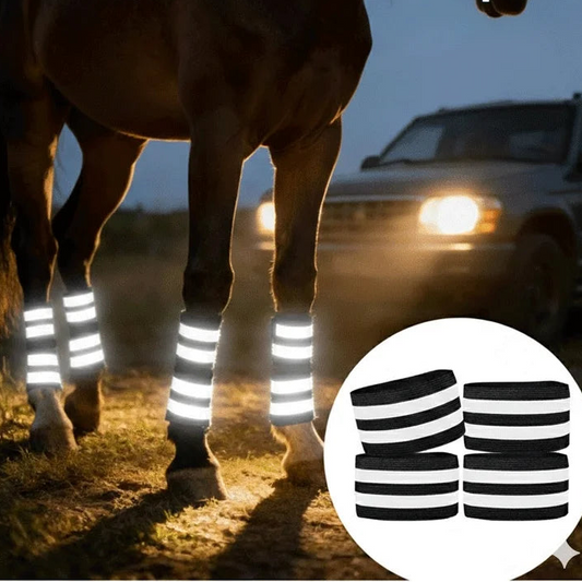High-Visibility Dual-Color Horse Leg Wraps (4 Pcs) | Enhanced Night Riding & Turnout Safety @ ghoddosh.com