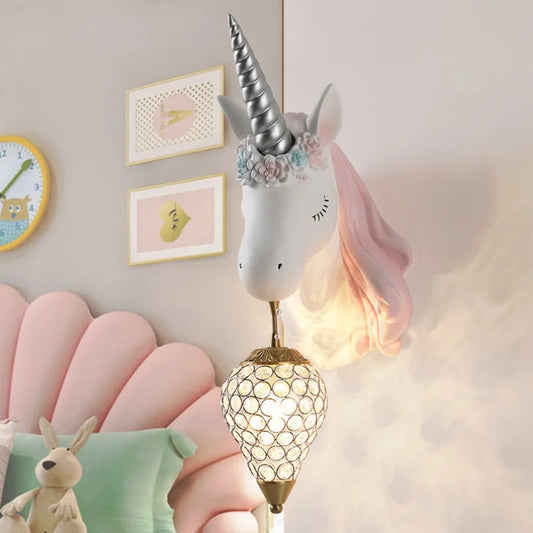 Modern Unicorn Wall Mounted Light – Creative Children's Bedroom Décor & Bedside Reading Sconce @ ghoddosh.com