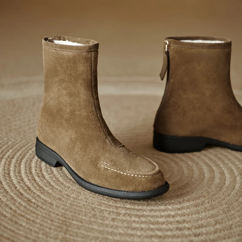 2026  Suede Women  Flat Heels Ankle Boots - ghoddosh.com