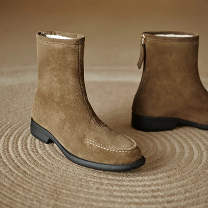 2026  Suede Women  Flat Heels Ankle Boots - ghoddosh.com