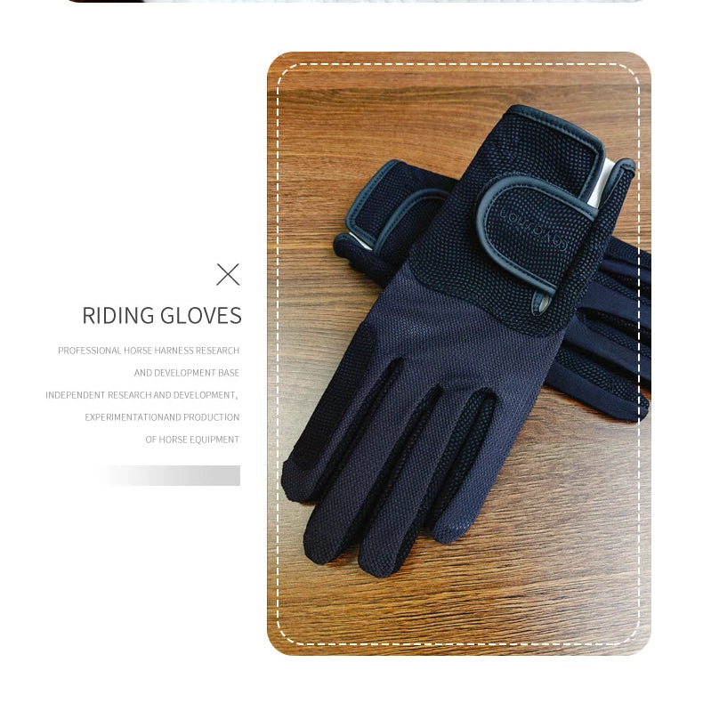 Adult equestrian gloves white color with  anti-slip and  hand protector