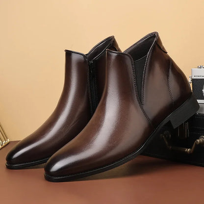 Men's Chelsea  British Style Short Ankle Boots - Luxury High Quality Leather Boots for Men  - Ghoddosh