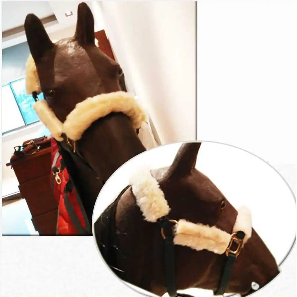 4 Pieces Durable Comfortable Horse Bridle with  Fleece Tube Cover