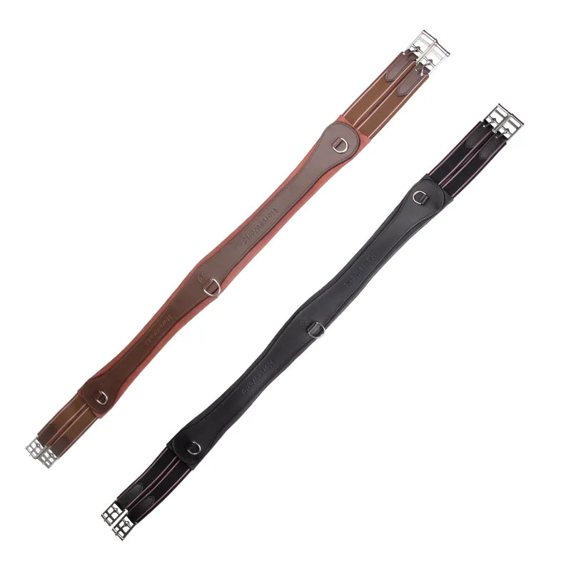 Premium Chocolate Leather Anatomical Girth | Anti-Chafe, Elastic & Padded for Training & Show @ ghoddosh.com