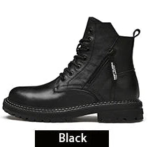 Luxury Men's Winter Boots - Warm Fur Lined Leather Ankle Boots , Waterproof Casual Snow Shoes @ ghoddosh.com