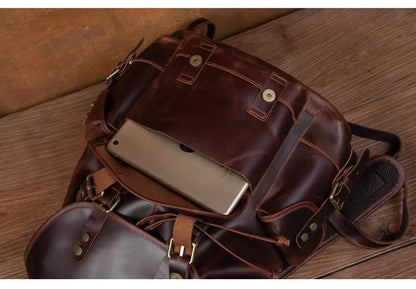 Vintage Horse Genuine Leather Backpack for Men, Large Capacity Travel Daypack, Fits 15-inch Laptop @ ghoddosh.com