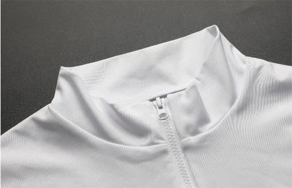 Active Crop Top Sports Women riding Short Sleeve Quarter Zipper