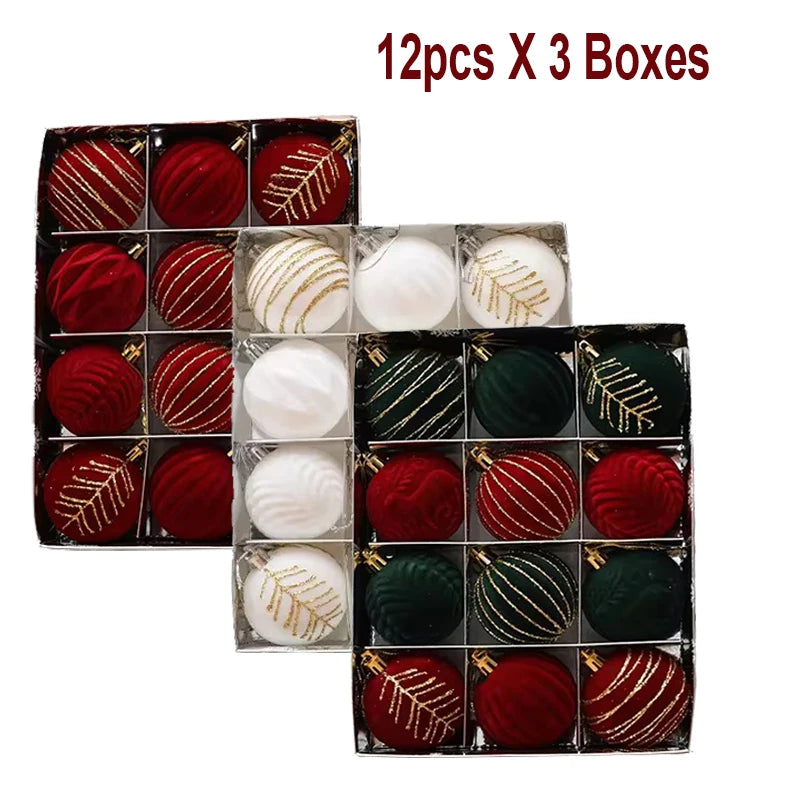 6/12pcs 6cm Wine Red Christmas Ball Ornaments / Available in Dark Green / White Christmas Tree Party Decoration @ghoddosh.com
