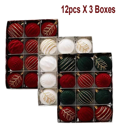 6/12pcs 6cm Wine Red Christmas Ball Ornaments / Available in Dark Green / White Christmas Tree Party Decoration @ghoddosh.com
