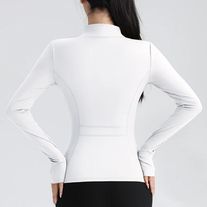 Women’s Full-Zip Athletic Jacket with Thumbholes – Stretch Fit Long Sleeve Sports Top - Ghoddosh.com

