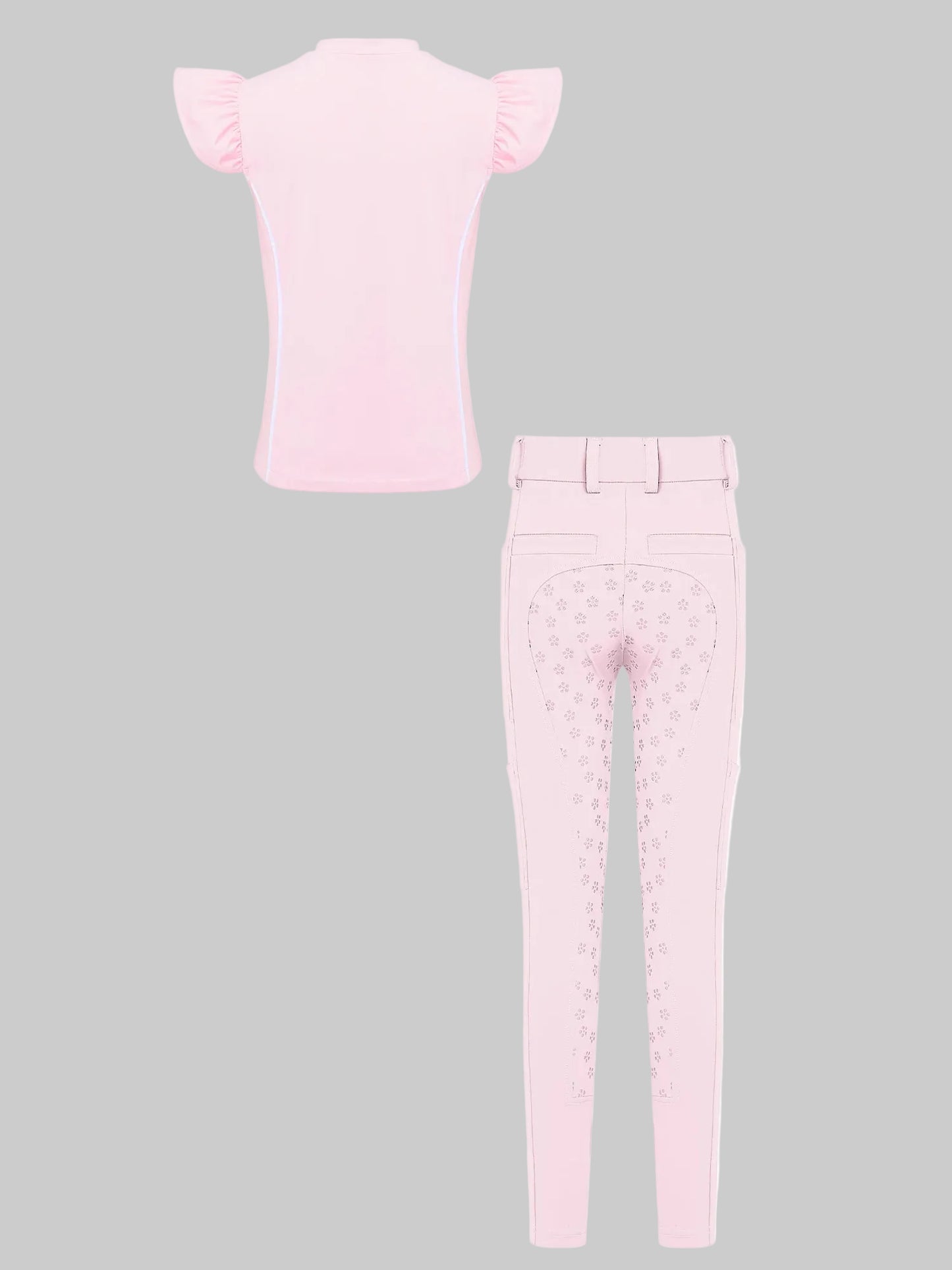  Girls' Equestrian Outfit Set Performance Riding Top & Anti-Slip Full-Seat Breeches @ ghoddosh.com