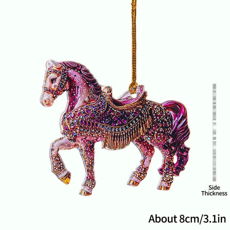 2D Acrylic Horse  Hanging Christmas Tree Ornaments - Ghoddosh.com