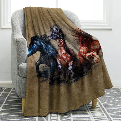 Horse lovers Blanket / Cowgirl  Western Soft Warm Print  Blanket