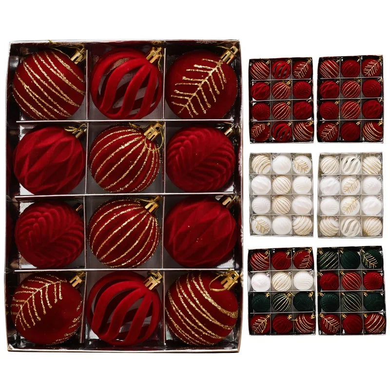 6/12pcs 6cm Wine Red Christmas Ball Ornaments / Available in Dark Green / White Christmas Tree Party Decoration @ghoddosh.com