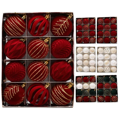 6/12pcs 6cm Wine Red Christmas Ball Ornaments / Available in Dark Green / White Christmas Tree Party Decoration @ghoddosh.com