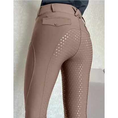 Women’s Full Seat Silicone Equestrian Breeches – Anti-Pilling Riding Tights for Comfort & Grip .Ghoddosh

