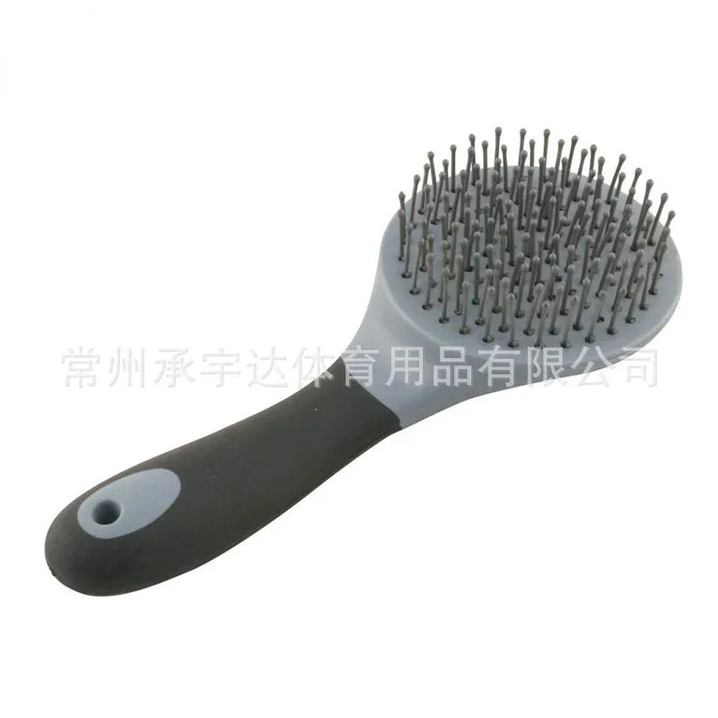 Horse Mane & Tail Brush ,  Round Shaped &  Soft Rubber Grip / Needle Bristles Stable Cleaning Kit