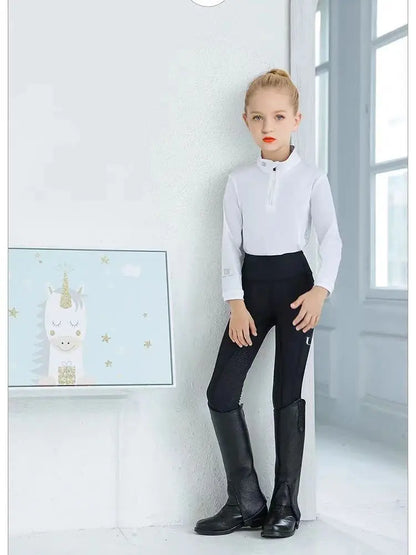 Summer children's equestrian pants  high elasticity knitted children's horse riding pants full silicone - Ghoddosh